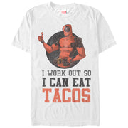 Men's Marvel Deadpool Work Out Eat Tacos  Adult T-Shirt