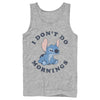 Men's Lilo & Stitch I Don't Do Mornings Light Blue  Adult Tank Top