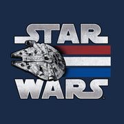 Men's Star Wars Millennium Falcon Patriotic Stripes  Adult T-Shirt