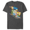 Men's The Simpsons Distressed Family Gone Sledding  Adult T-Shirt