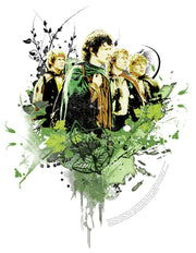 Men's The Lord of the Rings Fellowship of the Ring Hobbit Paint Splatter  Adult T-Shirt