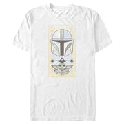 Men's Star Wars: The Mandalorian Grogu and Mando Faded Card  Adult T-Shirt