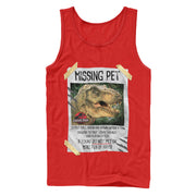 Men's Jurassic Park T. Rex Missing Pet  Adult Tank Top