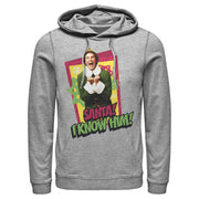 Men's Elf Santa I Know Him Quote  Adult Pull Over Hoodie