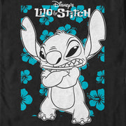 Men's Lilo & Stitch Grumpy Blue Flowers  Adult T-Shirt