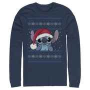 Men's Lilo & Stitch Santa Hat Ugly Sweater  Adult Long Sleeve Shirt