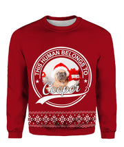 Personalized This human belongs to Dogs Christmas T-shirt