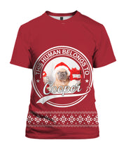 Personalized This human belongs to Dogs Christmas T-shirt